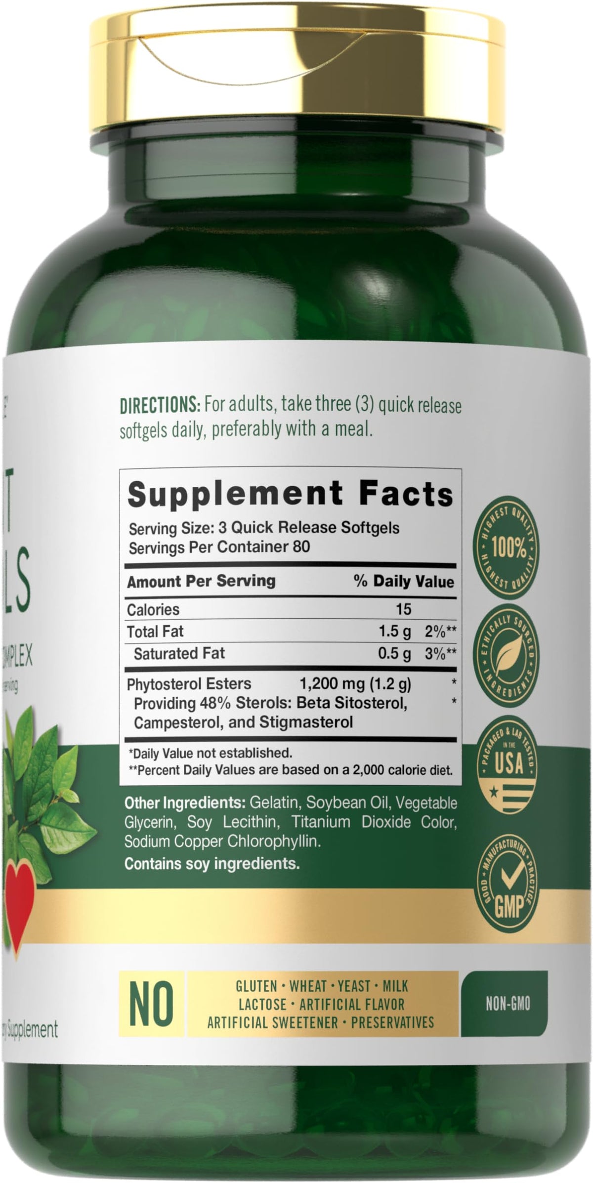 Carlyle Plant Sterols Supplement 1200 mg | 240 Softgels | with Beta Sitosterol | Non-GMO & Gluten Free Carlyle