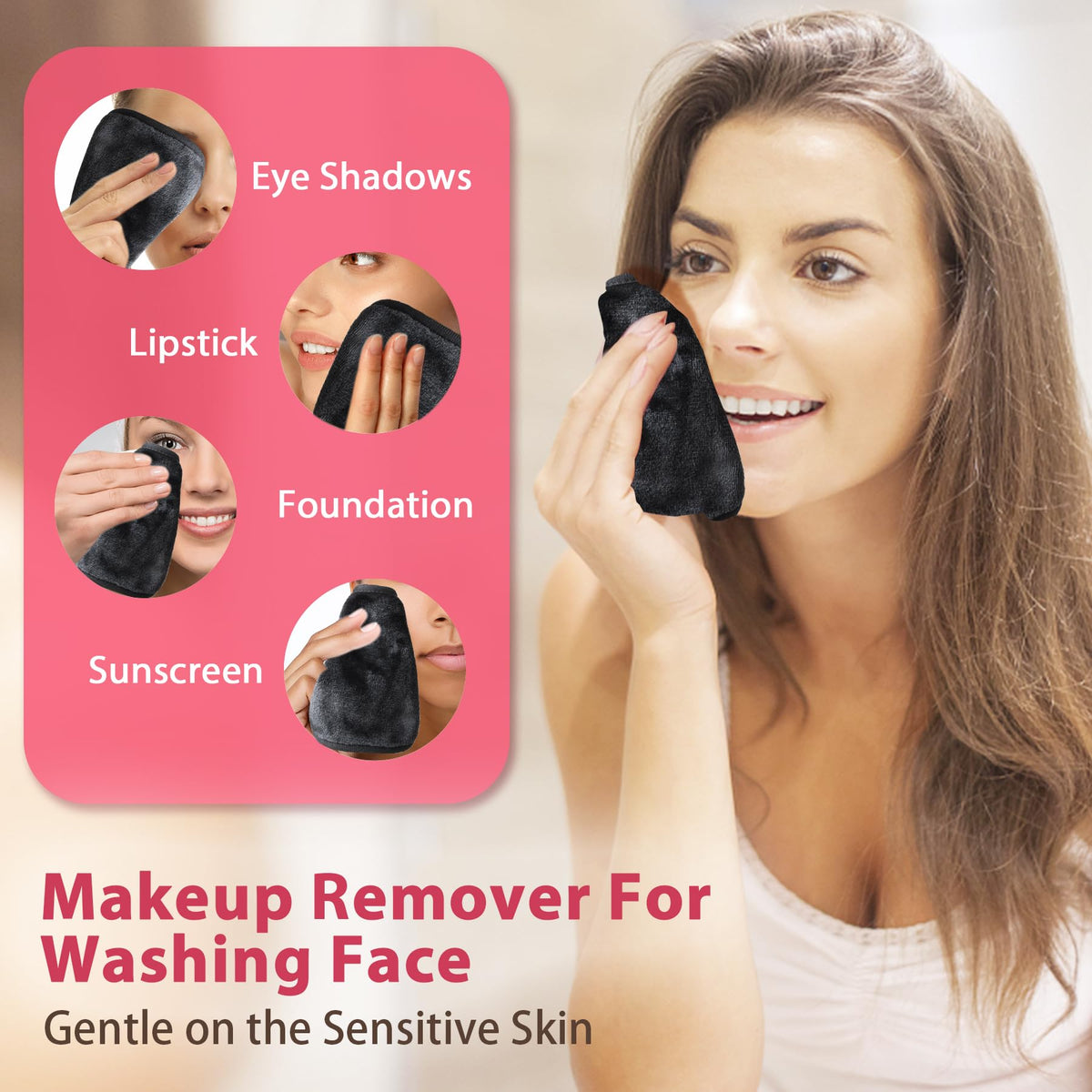 Makeup Remover Cloth, 6" x 6" Makeup Remover Towels Reusable Face Cloth for Washing Face, Makeup Remover Pads Microfiber Face Washcloth with Mesh Bag, 12 Pack, Grey Natwag
