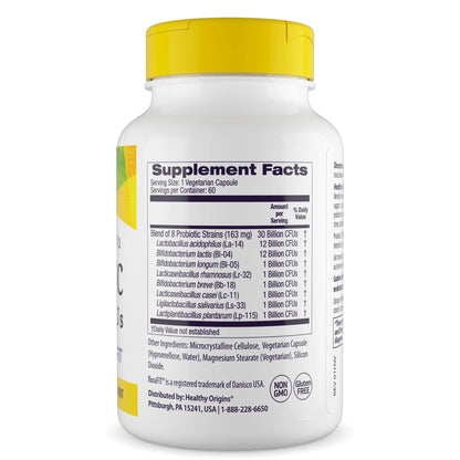 Healthy Origins Probiotic 30 Billion CFUs, 60 Veggie Capsules - 8 Clinically Studied Strains Including Lactobacillus & Bifidobacterium - Supports Microbiom Healthy Origins