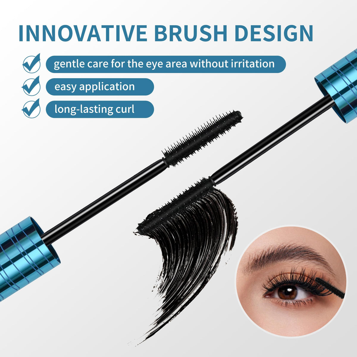 Mascara for Older Women 60 Plus - Volumizing Waterproof Hypoallergenic Black Mascara for Thinning Lashes & Sensitive Eyes, Smudge-Proof Formula (1 Pack) BANGFENG