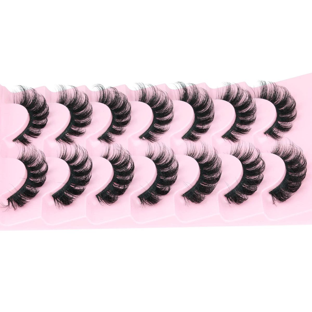 Mink Lashes Fluffy Wispy Lashes Natural Look 3D False Eyelashes D Curl Russian Strip Lashes 7 Pairs Short Fake Eyelash Pack by EYDEVRO EYDEVRO