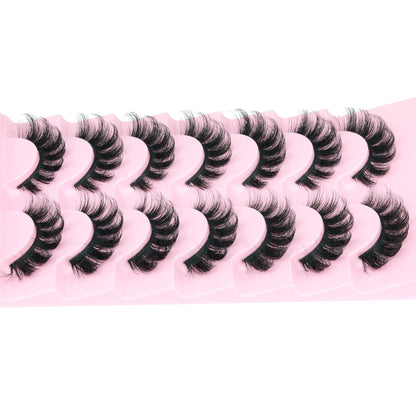 Mink Lashes Fluffy Wispy Lashes Natural Look 3D False Eyelashes D Curl Russian Strip Lashes 7 Pairs Short Fake Eyelash Pack by EYDEVRO EYDEVRO