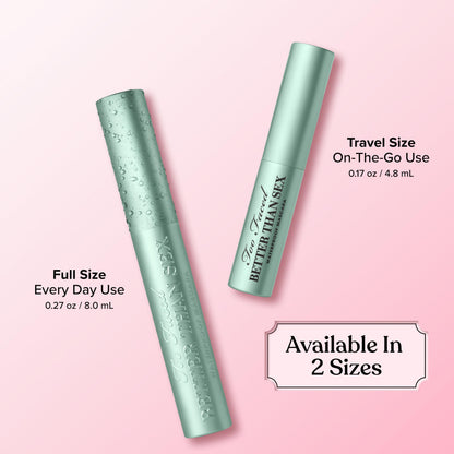 Too Faced Better Than Sex Waterproof Mascara | Volumizing and Lengthening Waterproof Mascara + Hourglass Brush | Formula for Dramatic Lashes | Cruelty-Free Eye Makeup, Black, Travel Size, 0.17 Fl Oz Too Faced