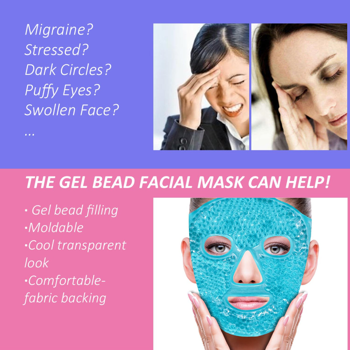 ZNÖCUETÖD Cold Face Ice Mask Facial Ice Pack, Hot Cold Compress for Face ZNÖCUETÖD