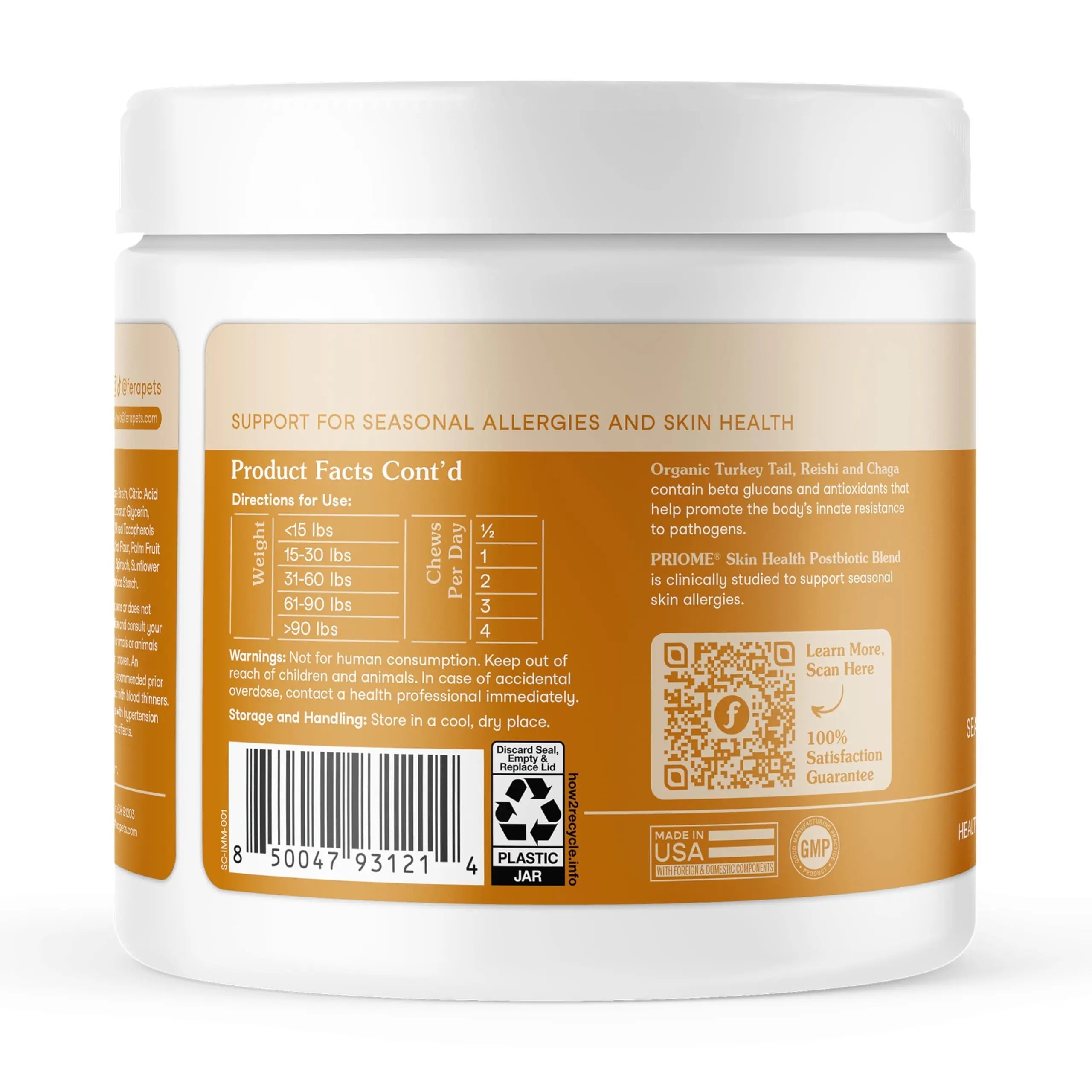 Fera Pets Dog Allergy and Immune Support with Organic Mushrooms, Postbiotics & Colostrum - Promotes Skin & Gut Health - Soothes Seasonal Allergy Symptoms - 30 Soft Chews Fera Pets buy australia supplements