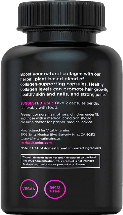 Vital Vitamins Vegan Collagen Booster - with Silica and Hyaluronic Acid - Plant-Based Collagen Supplements Vital Vitamins