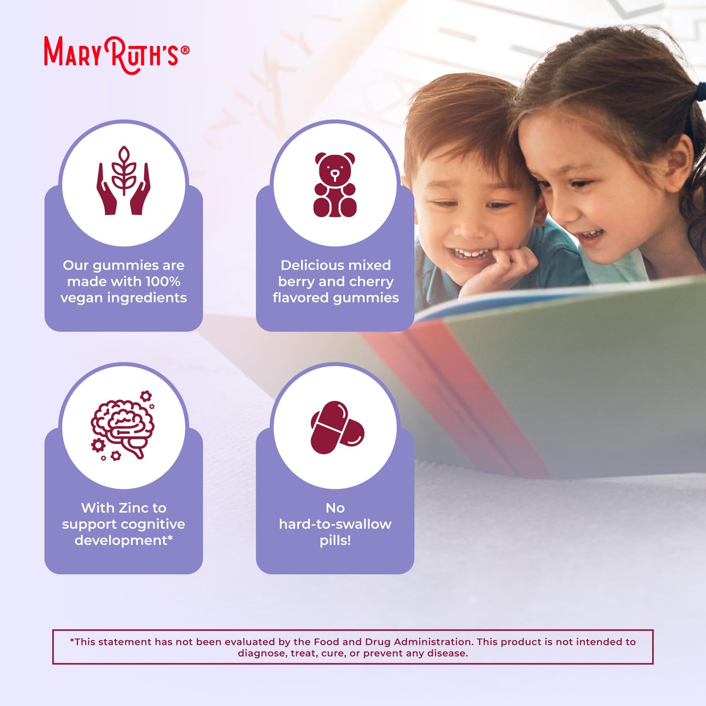 MARYRUTH'S Kids Vitamins | Multi | 1 Month Supply | Multivitamin Gummies for Ages 4+ | Multivitamin for Kids | Vegan | Only 2 Gummies a Day | 60 Count MARYRUTH'S