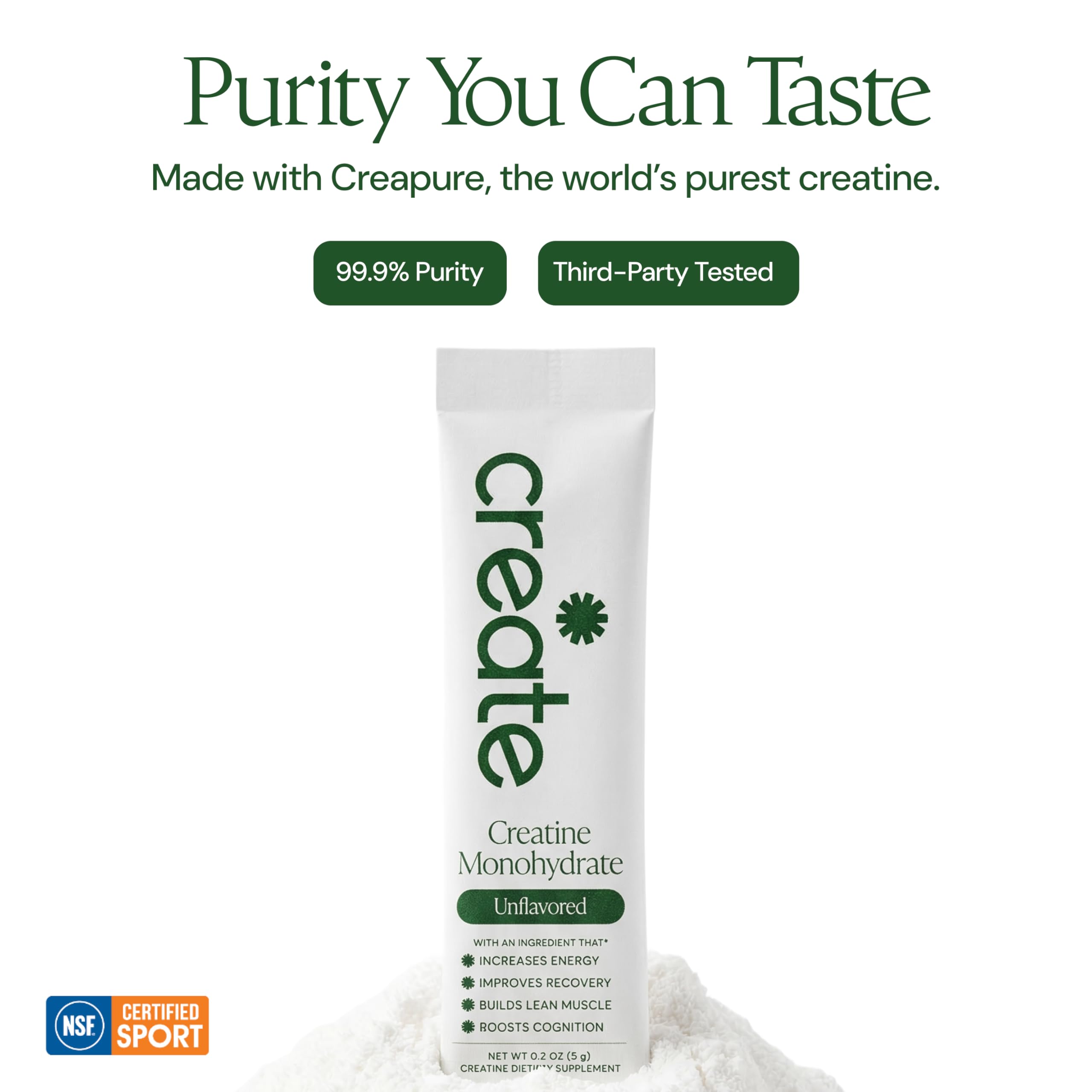 Create Creatine Monohydrate Powder - Creatine Travel Packets, Made with Creapure, 3rd Party Tested & NSF Certified for Sport, 30 Stick Packs, Unflavored Create buy australia supplements