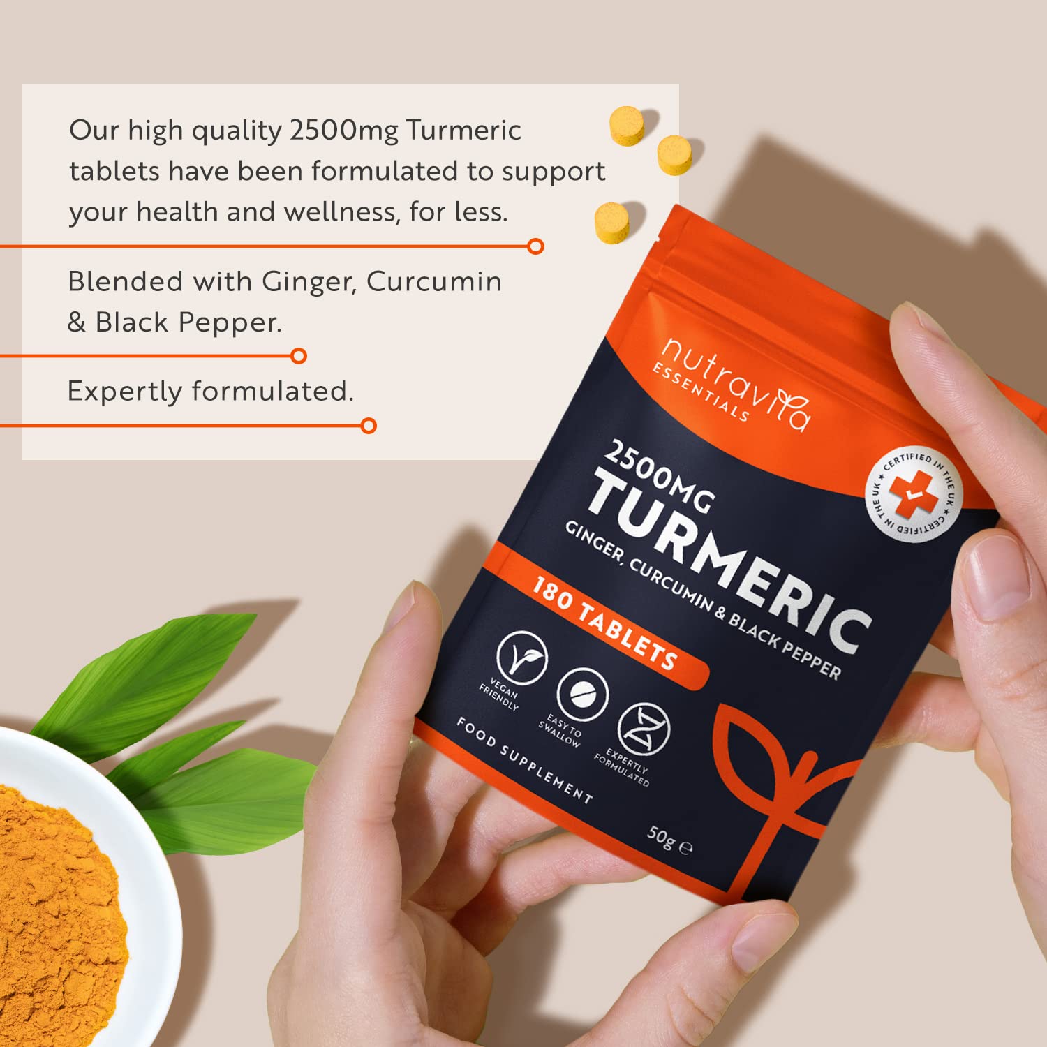 Nutravita Turmeric Tablets 2500mg with Black Pepper & Ginger - 180 High Strength Tumeric Nutravita buy australia supplements
