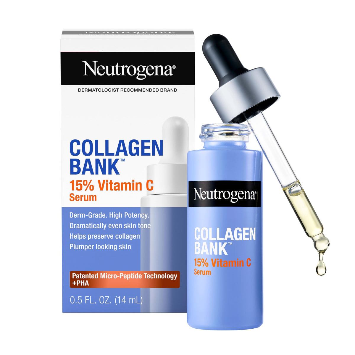 Neutrogena Collagen Bank 15%, Vitamin C Face Serum, 0.5 fl. oz Neutrogena