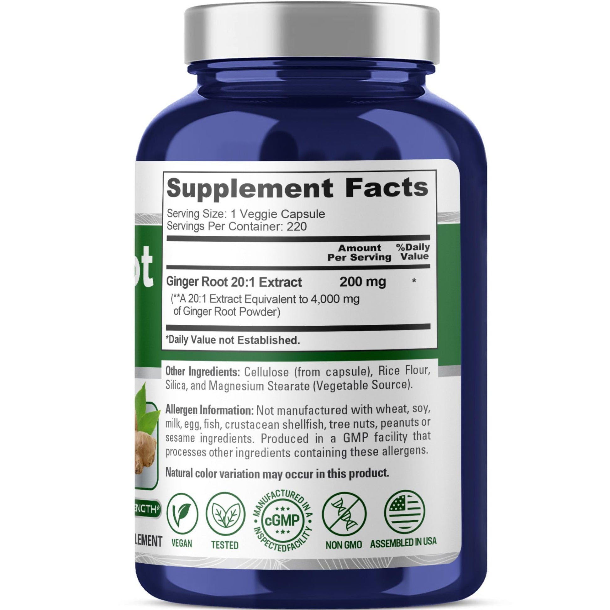 NusaPure Ginger Root Capsules 20:1 Extract, 200 mg Equivalent to 4,000mg per Veggie Caps | 220 Count | Non-GMO & Vegan NusaPure buy australia supplements