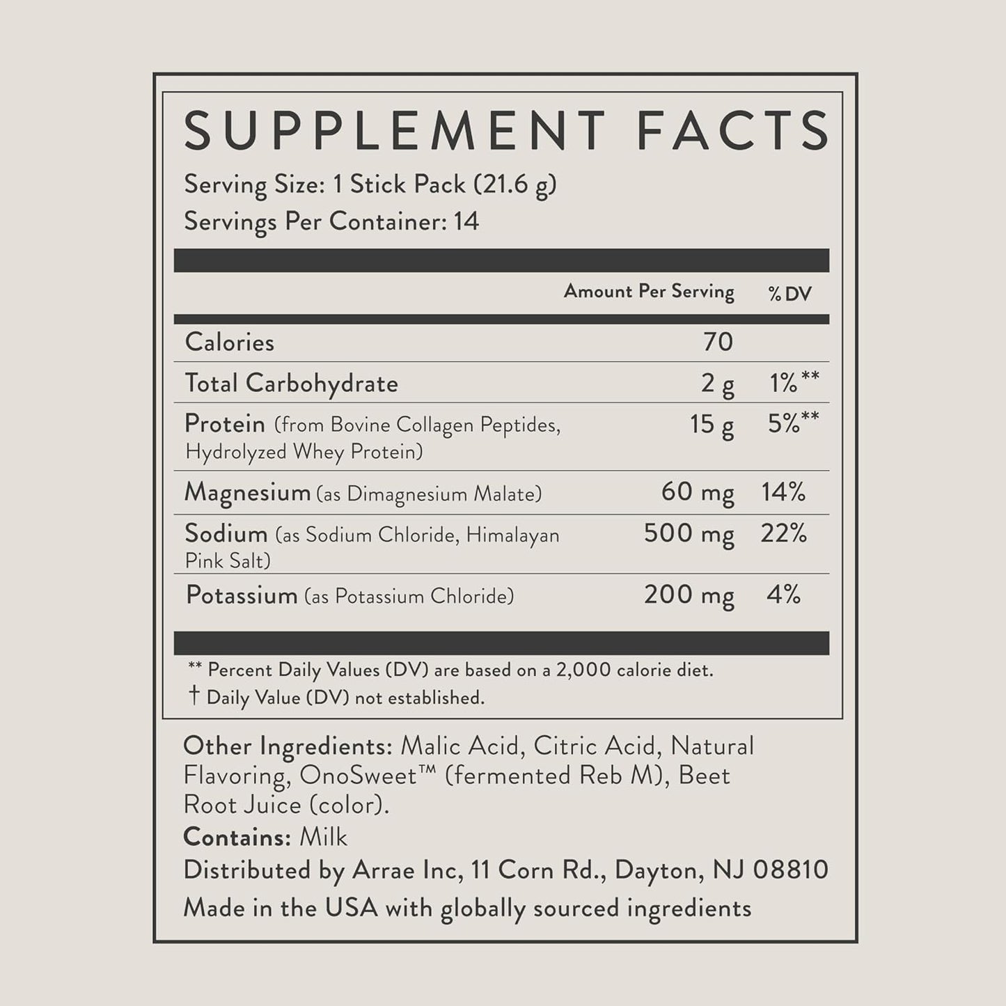 Arrae Clear Protein – Natural Protein Supplement, Smooth Texture, Easy to Mix, 14 Servings, Clean Formula with Electrolytes