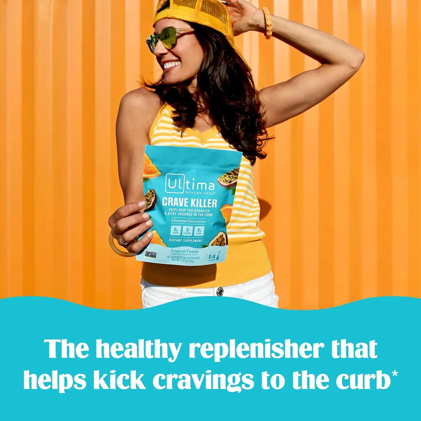 Ultima Replenisher Crave Killer Supplement and Electrolytes Powder – Tropical Fusion, 14 Stickpacks – Hydration Packets that Kick Cravings to The Curb Ultima Replenisher
