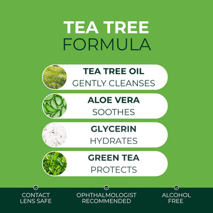NOVEHA 60PCs Tea Tree Oil Eyelid & Lash Wipes | With Hyaluronic Acid, Green Tea & Chamomile For Blepharitis, Itchy & Stye Eyes, Individually Wrapped, Natural Eyelash Makeup Remover & Daily Cleanser NOVEHA