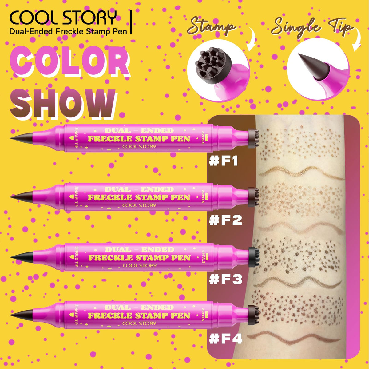 Beauty Glazed Dual-Ended Freckle Stamp Pen – Realistic Faux Freckles Makeup with Soft Sponge Stamp & Precision Tip – Waterproof Long-Lasting Freckle Marker for Natural or Bold Looks (#2 Mousy Brown) Beauty Glazed