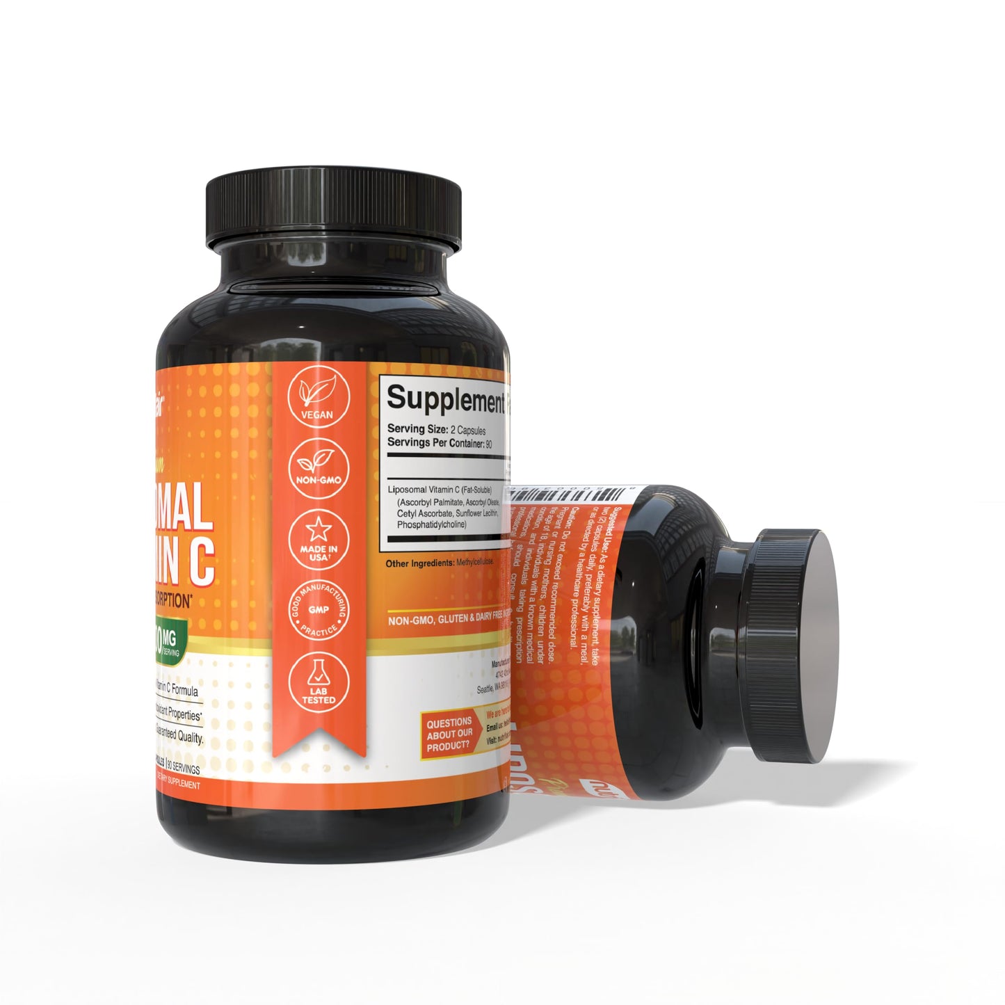 NutriFlair Liposomal Vitamin C 1700mg, 180 Capsules - High Absorption, Fat Soluble VIT C, Higher Bioavailability Immune System Support NutriFlair