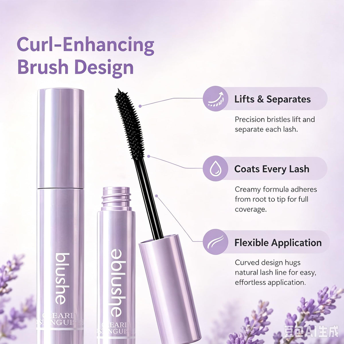 2pcs Blushe Lash Serum Mascara, New Upgrade Blush Korean Mascara, Lengthening & Volumizing Fiber Lash Makeup For Defined, Full Lashes, Smudge Resistant Generic