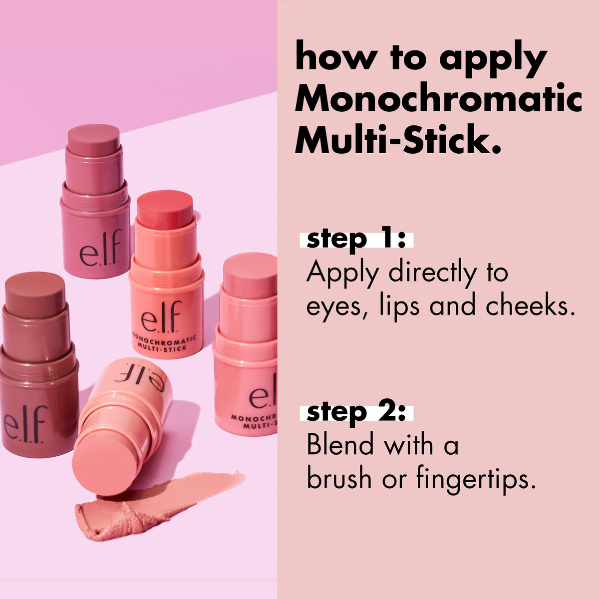 e.l.f. Monochromatic Multi Stick, Travel-Sized Luxuriously Creamy & Blendable Color, For Eyes, Lips & Cheeks, Vegan & Cruelty-Free, Dazzling Peony, 0.17 Oz e.l.f.