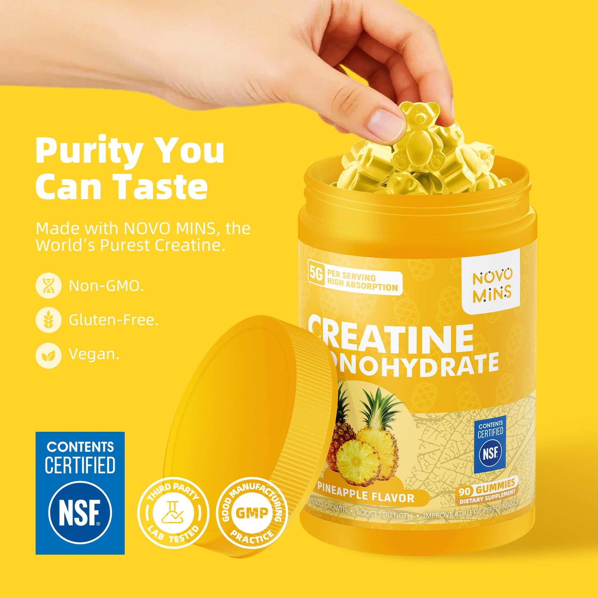 novomins Creatine Monohydrate Gummies for Men & Women, Chewables Creatine Monohydrate for Muscle Strength, Muscle Builder, Energy Boost, Pre-Workout Supplement novomins buy australia supplements
