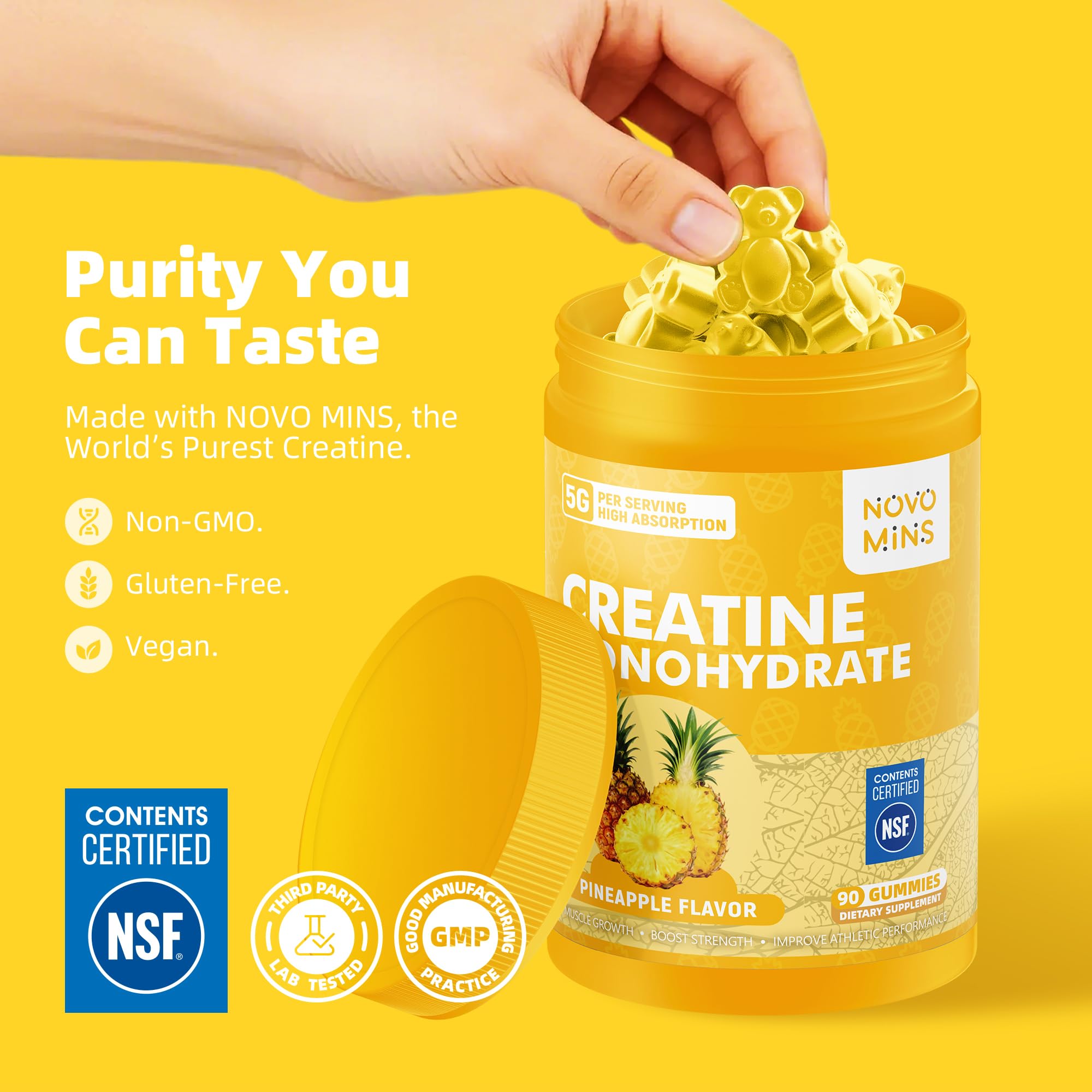novomins Creatine Monohydrate Gummies for Men & Women, Chewables Creatine Monohydrate for Muscle Strength, Muscle Builder, Energy Boost, Pre-Workout Supplement novomins buy australia supplements