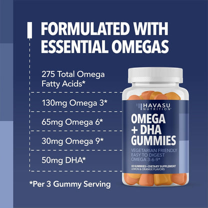 Omega 3 6 9 Gummies with DHA, Plant-Based Omega 3 Gummies for Adults, 60ct | Omega 3 6 9 + DHA Gummies, Fish Oil Alternative for Adults with DHA from Algae, Lemon and Orange Flavors, 20 Servings Gsupps Australia