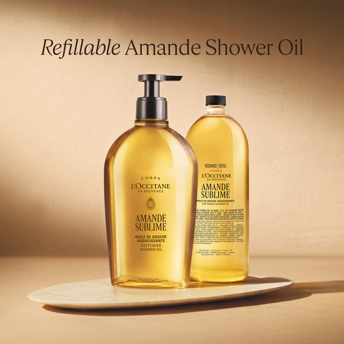 L'OCCITANE Almond Shower Oil, Body Wash & Shaving Base, 16.9 Fl Oz Refill L'OCCITANE