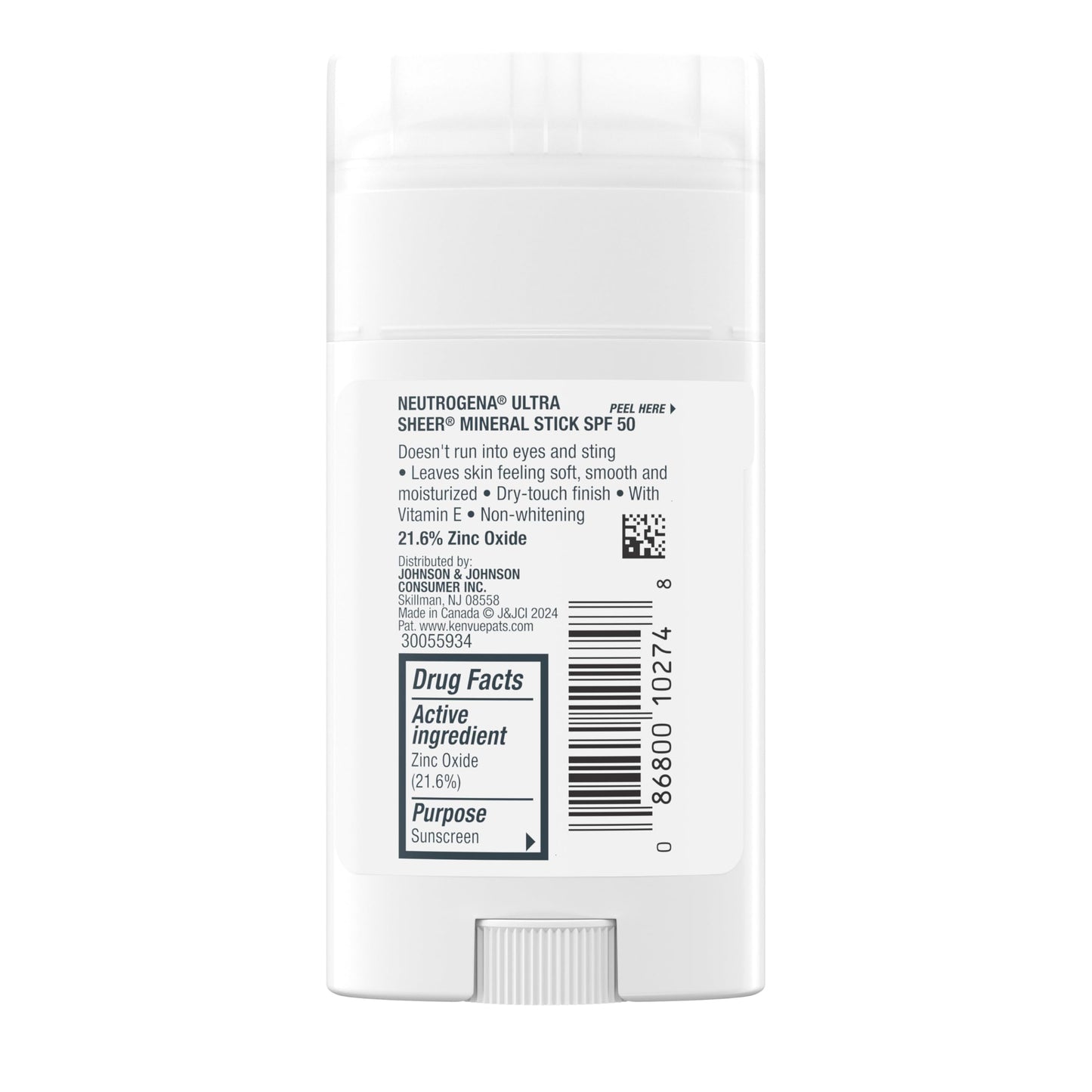 Neutrogena Ultra Sheer Dry Touch SPF 50 Mineral Sunscreen Stick for Sensitive Skin, Zinc Oxide, Body & Face Sunscreen Neutrogena
