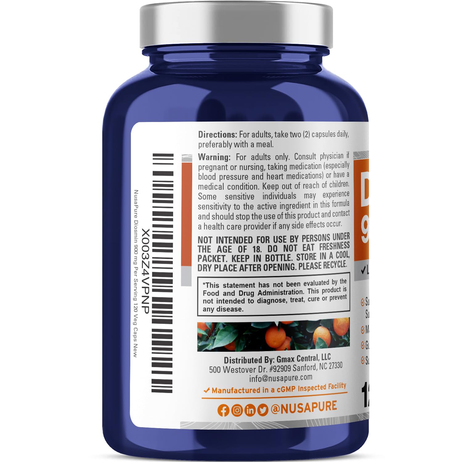 NusaPure Diosmin 900mg per Serving 120 Veggie Caps (Non-GMO, Vegan) NusaPure buy australia supplements