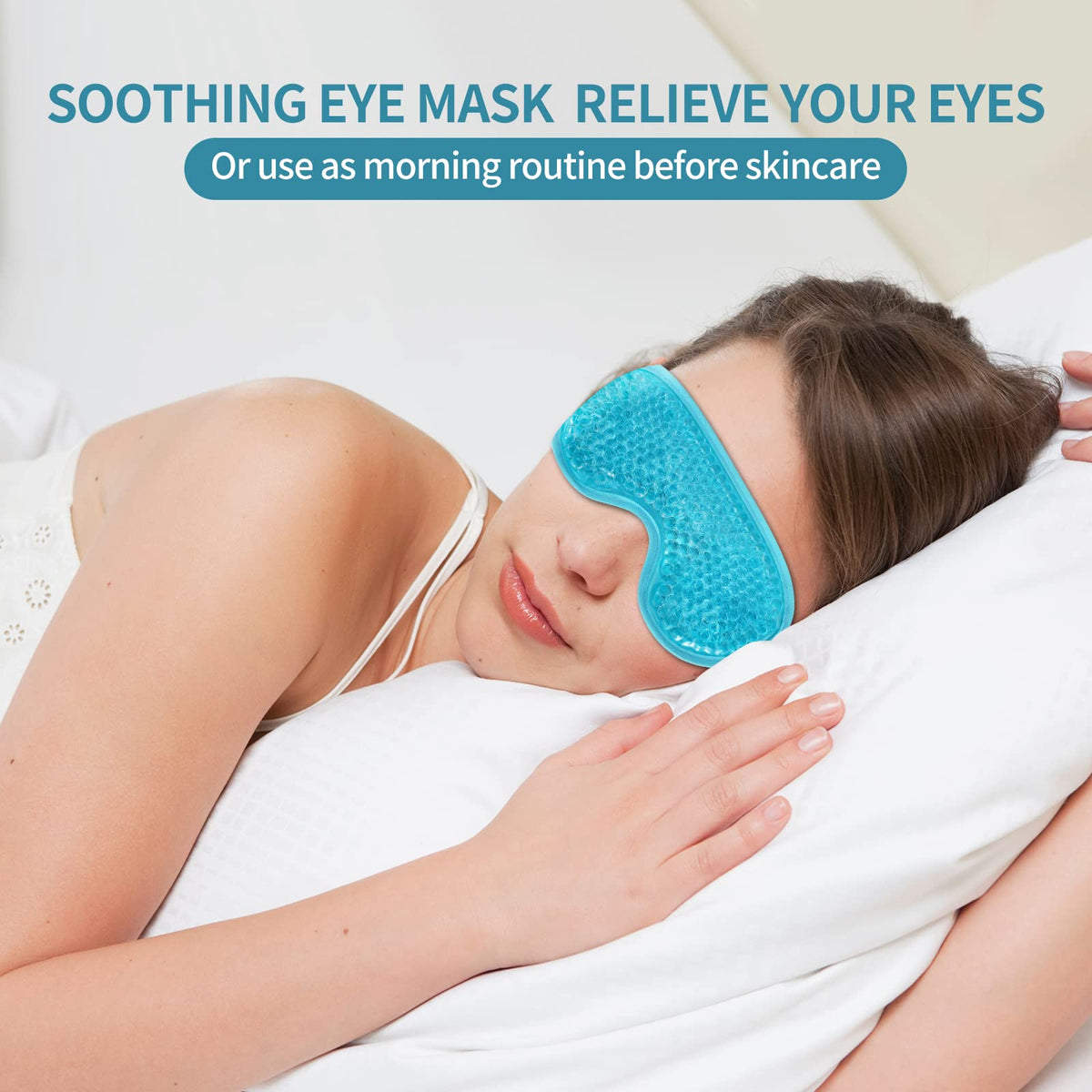 2PCS Gel Eye Mask Reusable Cold Therapy Gel Bead Eye Mask for Puffiness/Dark Circles/Eye Bags/Dry Eyes/Headaches/Migraines/Stress Relief (Blue) CONSGIJI