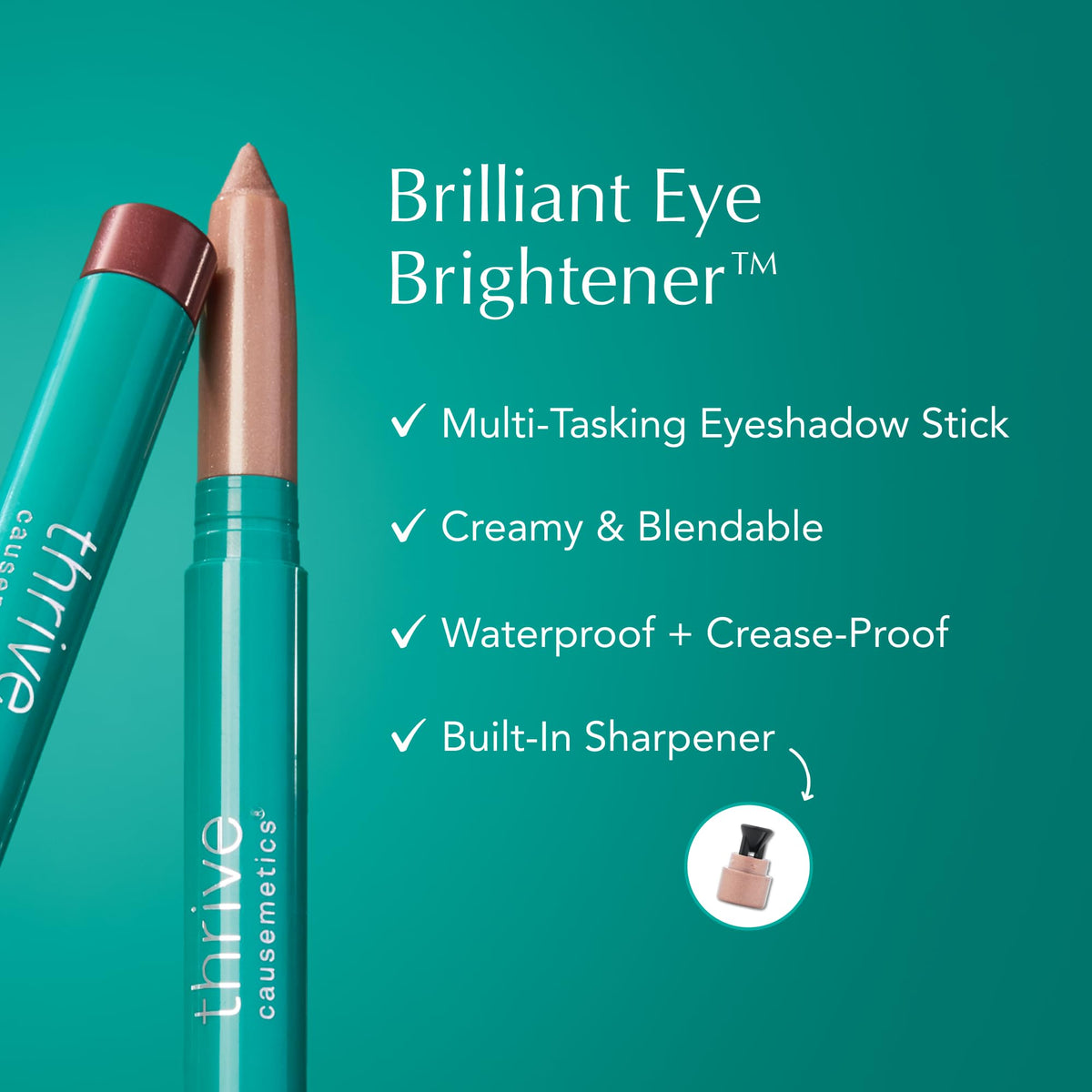 Thrive Causemetics Brilliant Eye Brightener Stick Mauve Taupe Shimmer Shade Thrive Causemetics