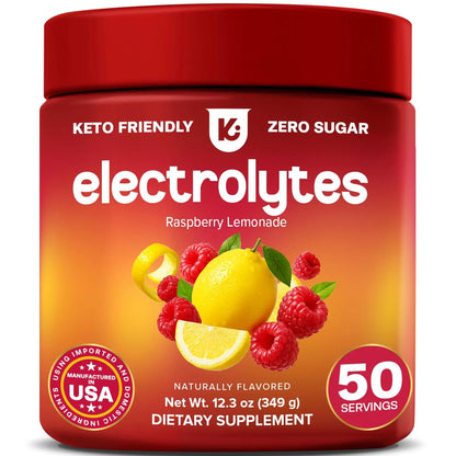 Keppi Electrolytes Powder – Raspberry Lemonade Flavor 50 Servings – No Sugar Hydration Supplement with Magnesium, Potassium, Sodium – Keto, Vegan Keppi