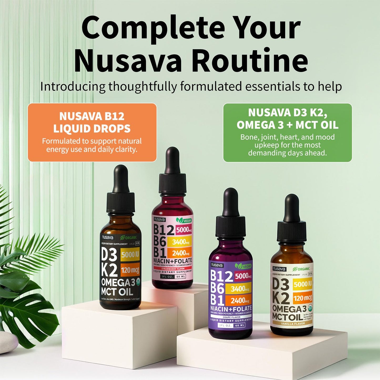 (2 Pack) Vitamin B12 and B6 Liquid Drops, B12 Sublingual Vitamin B Complex - B 12 Vitamin 5000mcg - B12 Methylcobalamin for Energy NUSAVA