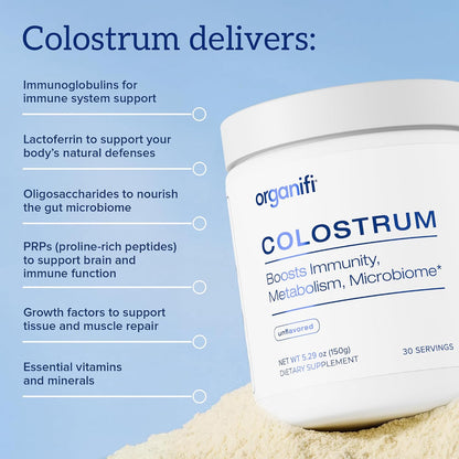 Organifi Bovine Colostrum Powder - Grass-Fed, USA-Sourced Colostrum Supplement for Gut Health, Immune Support and Recovery Gsupps Australia
