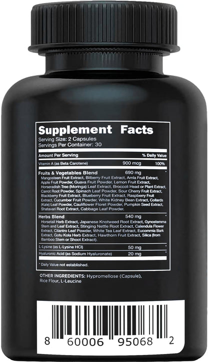 Vital Vitamins Vegan Collagen Booster - with Silica and Hyaluronic Acid - Plant-Based Collagen Supplements Vital Vitamins