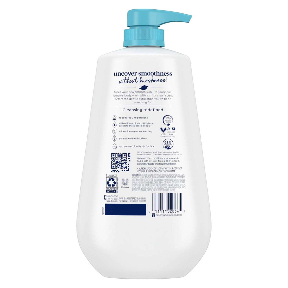 Dove Body Wash Body Wash Gentle Exfoliate Sea Minerals 30.6 oz Sulfate Free Dove