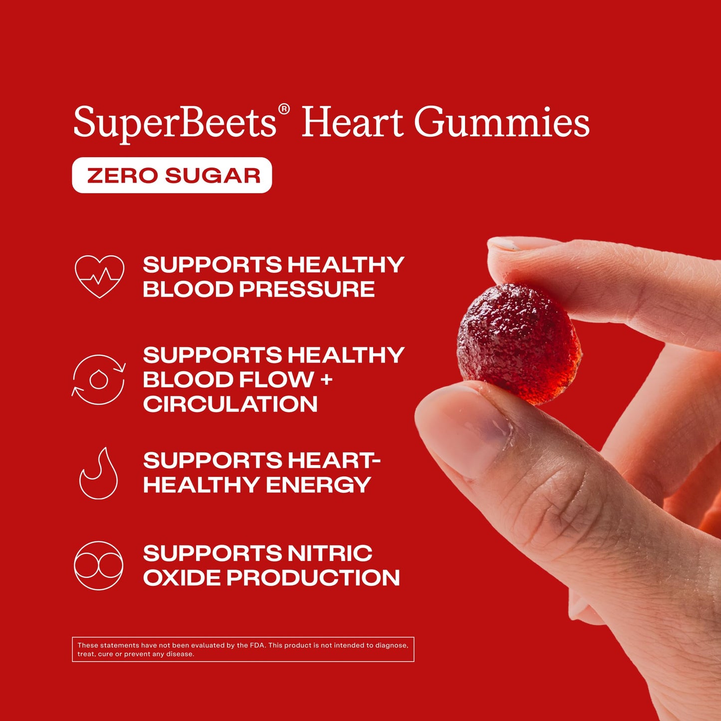 Humann SuperBeets Heart Gummies Zero Sugar - Beet Gummy with Energy Support, Grape Seed Extract & Beetroot Powder - 60 Count Humann