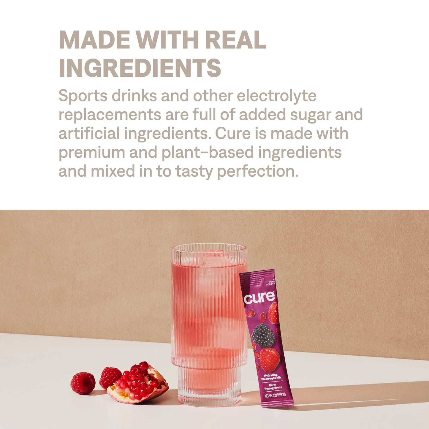 Cure Hydration | Plant-Based Electrolyte Drink Mix | No Added Sugar | FSA-HSA | Dehydration Relief Powder Made with Coconut Water | Non-GMO | Vegan Cure Hydration