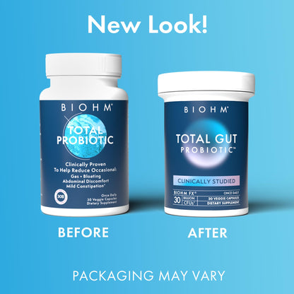 BIOHM Total Probiotic, 30 Billion CFU Daily Probiotics for Women & Men (30 Count) Helps Reduce Occasional Gas & Bloating, BIOHM