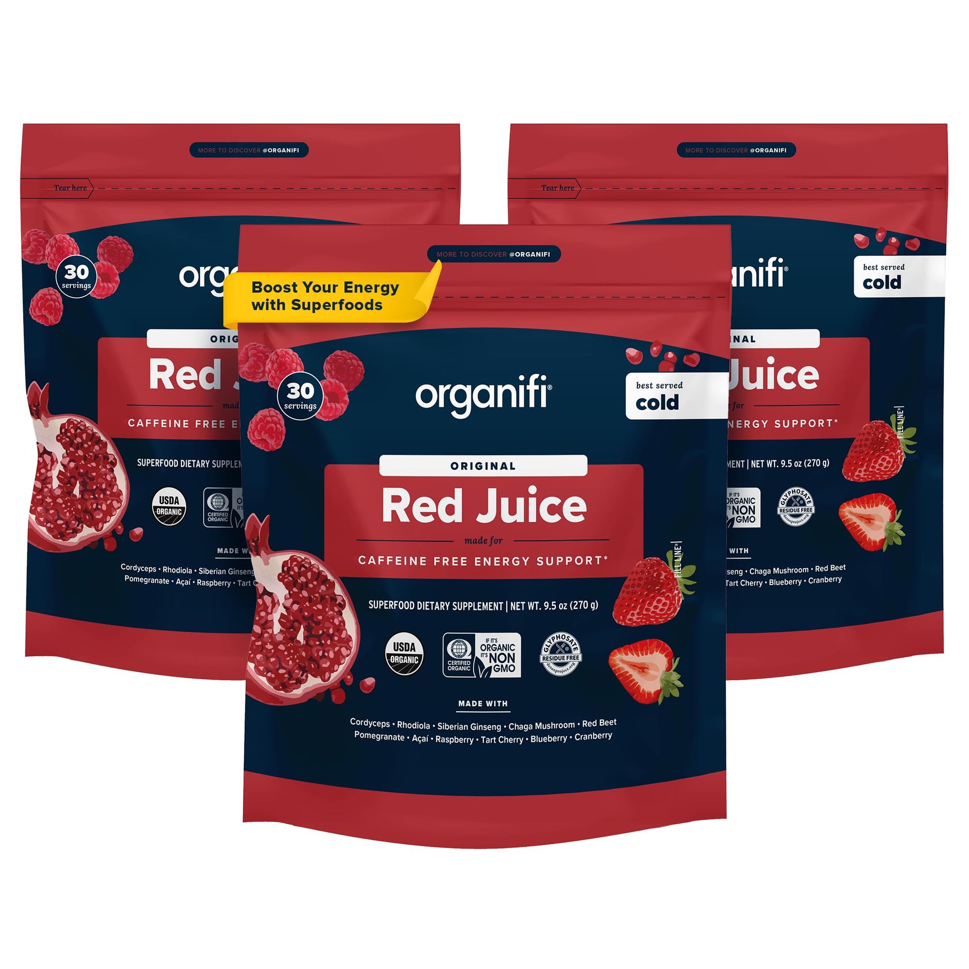 Organifi Red Juice - Energy Powder Reduces Afternoon Crashes and Boosts Digestion and Immune System, 30 Servings Gsupps Australia