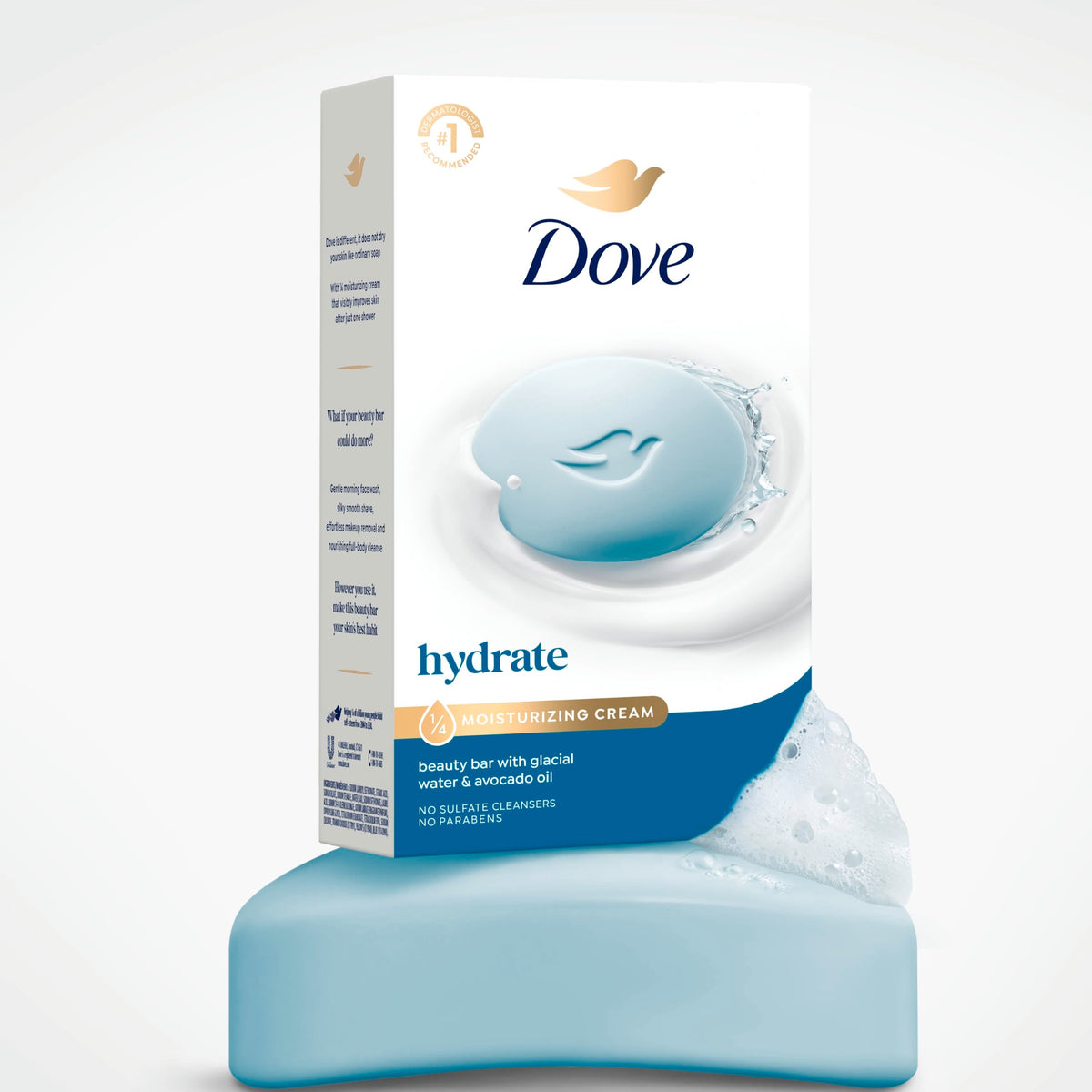 Dove Beauty Bar Soap , Glacial Water & Avocado Oil, I 6 Count 3.75 oz Dove