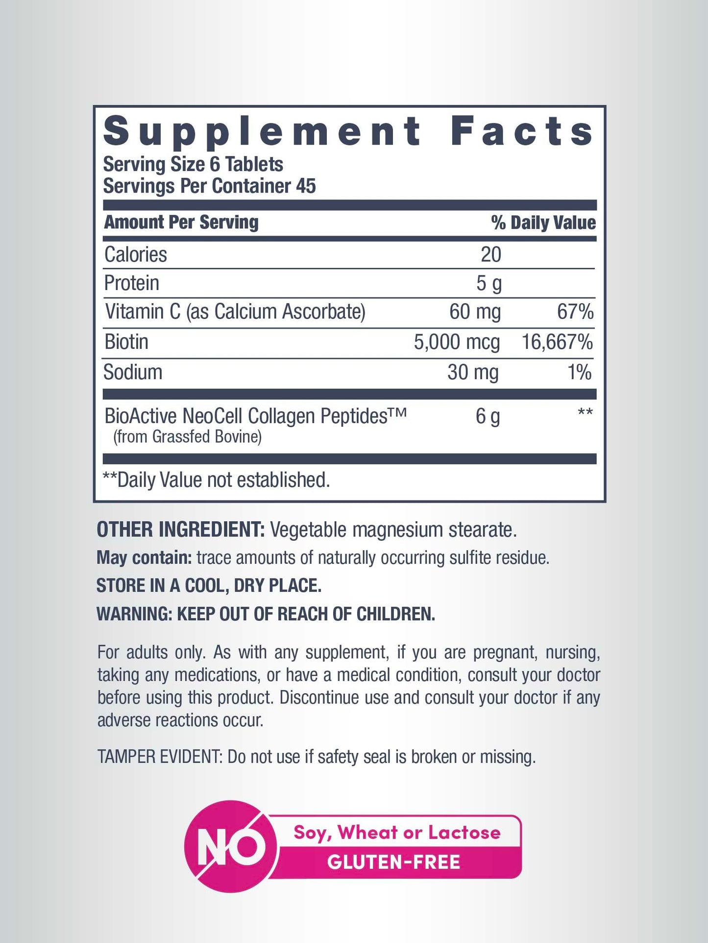 NeoCell Collagen Peptides Pills | 270 Caplets | with Vitamin C and Biotin | Grass Fed Bovine | Hair, Skin, & Nails | for Women and Men NeoCell