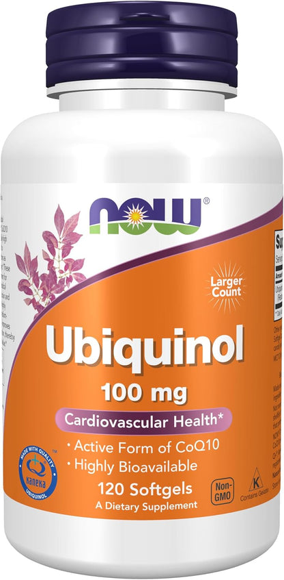 NOW Supplements, Ubiquinol 100 mg, High Bioavailability (the Active Form of CoQ10), 120 Softgels Gsupps Australia