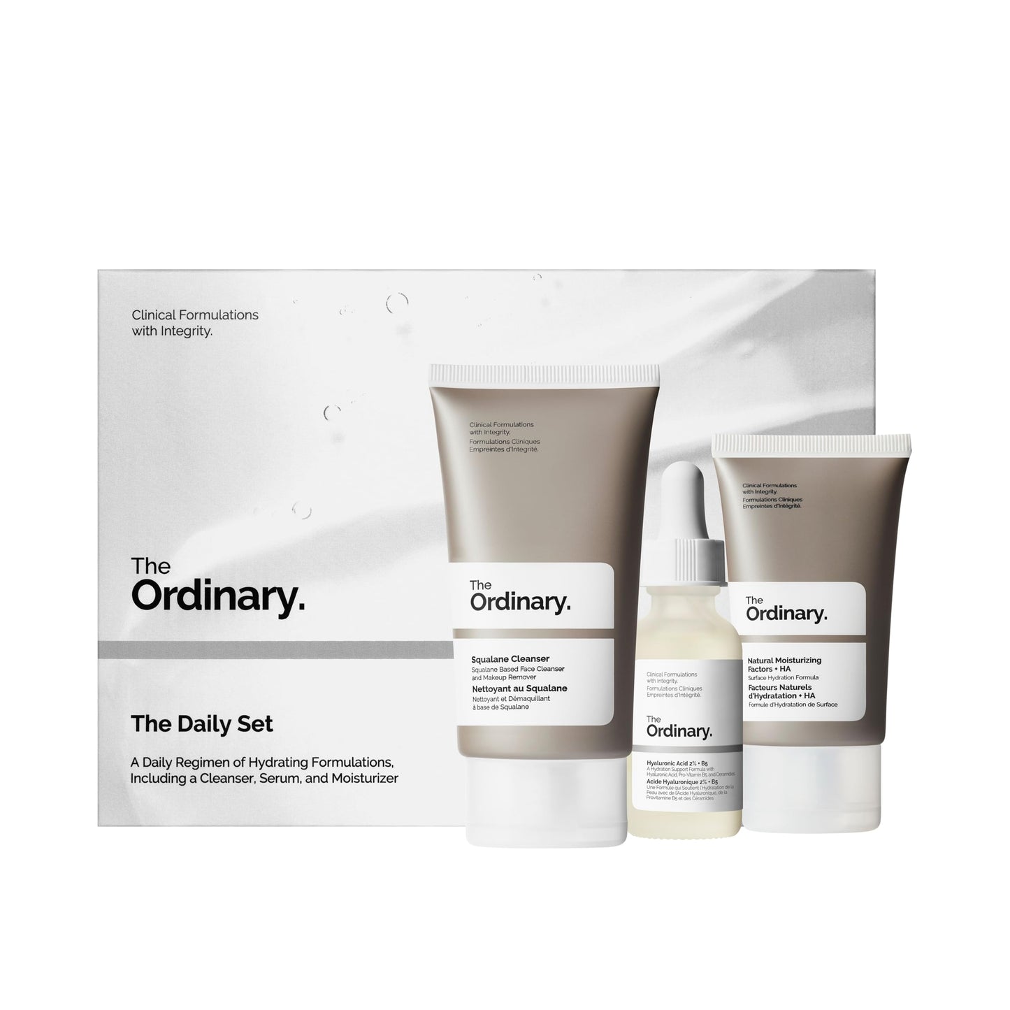 The Ordinary The Daily Set, Daily Skincare Routine with Squalane Cleanser, Hyaluronic Acid 2% + B5, and Natural Moisturizing Factors + HA | Skin Care Set The Ordinary