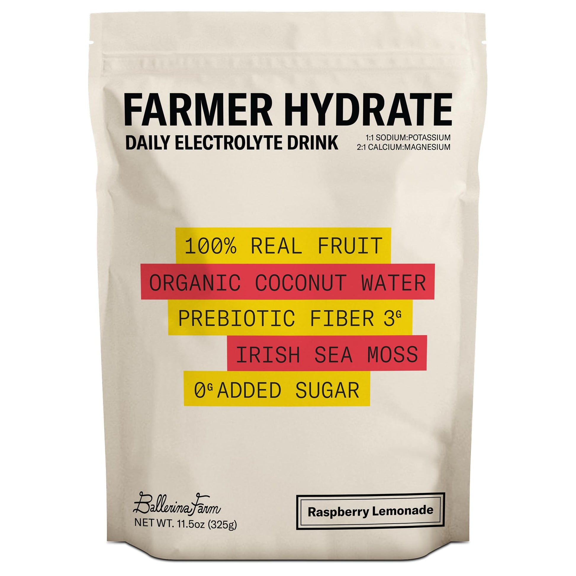 Ballerina Farm Farmer Hydrate, Daily Electrolytes Powder, Raspberry Lemonade, Hydration Drink Mix with Organic Coconut Water, Irish Sea Moss, Sea Salt, Prebiotic Fiber, No Added Sugar, 25 Servings Ballerina Farm buy australia supplements