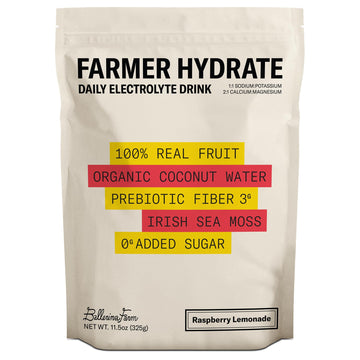 Ballerina Farm Farmer Hydrate, Daily Electrolytes Powder, Raspberry Lemonade, Hydration Drink Mix with Organic Coconut Water, Irish Sea Moss, Sea Salt, Prebiotic Fiber, No Added Sugar, 25 Servings Ballerina Farm buy australia supplements