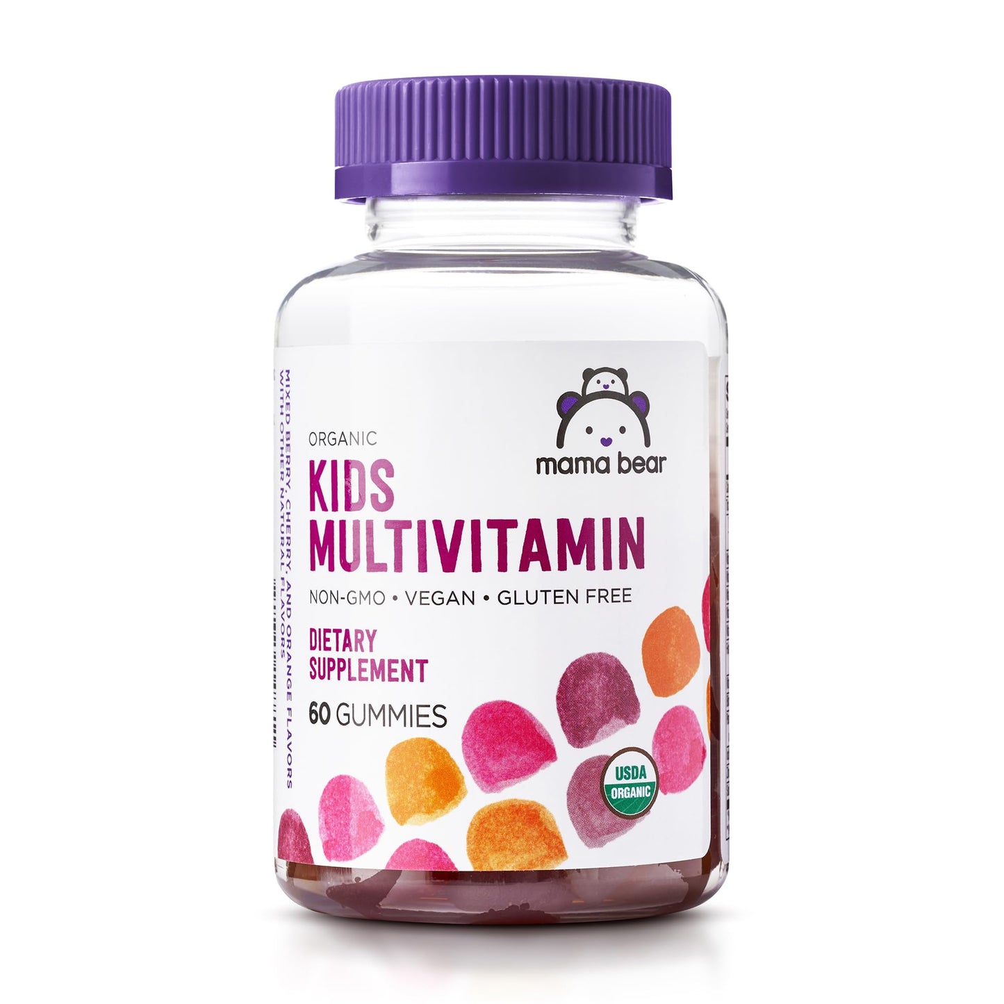 Amazon Brand - Mama Bear Organic Kids Multivitamin Gummies, Berry, Cherry & Orange, 60 Count, 1 Month Supply (Packaging May Vary) Mama Bear
