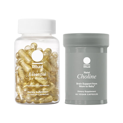 Ritual Postnatal Mom-to-Baby Set, Postpartum Multivitamin and Natal Choline Supplements, Supports Lactation, Immune Function, and Baby's Cognitive Function RitualBuy Supplements Australia