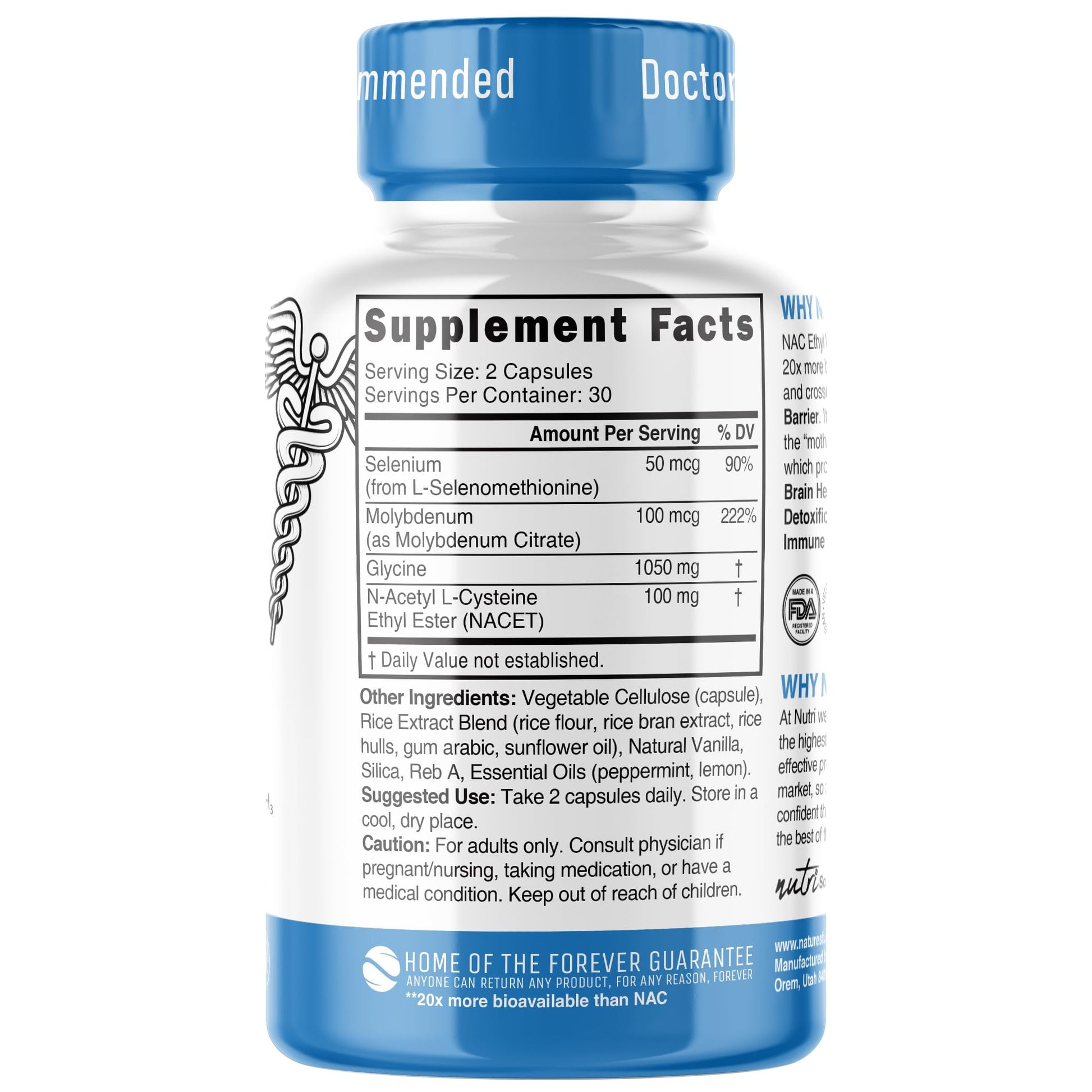 Neuro NAC Supplement N-Acetyl Cysteine Ethyl Ester - 20x More Bioavailable Than NAC 600 mg - Boost Glutathione 10x More Than Liposomal Glutathione Nature's Fusions buy australia supplements