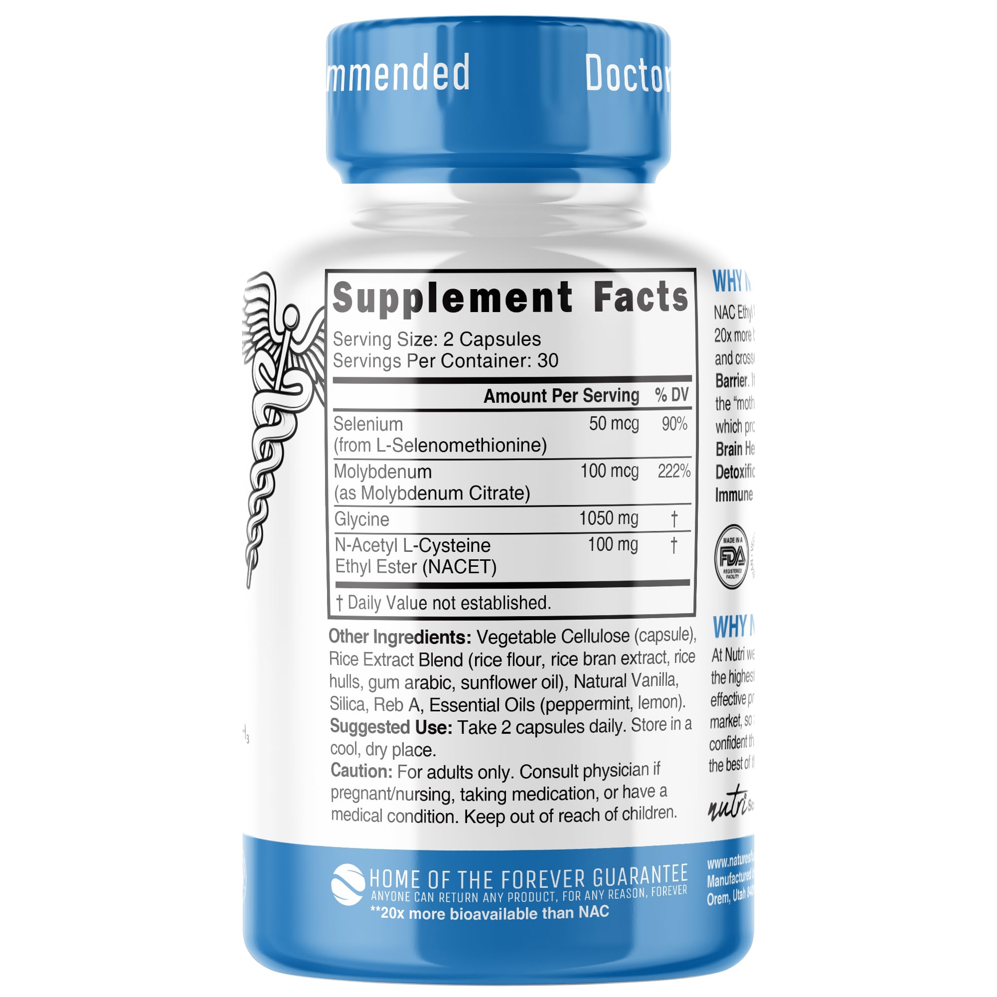 Neuro NAC Supplement N-Acetyl Cysteine Ethyl Ester - 20x More Bioavailable Than NAC 600 mg - Boost Glutathione 10x More Than Liposomal Glutathione Nature's Fusions buy australia supplements