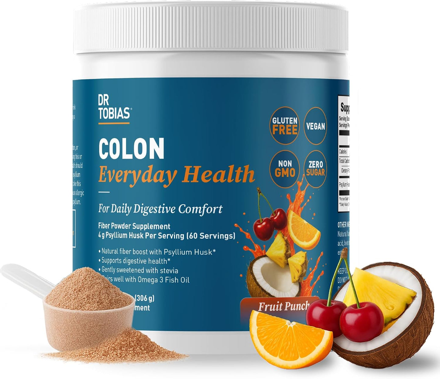 Dr. Tobias Colon 14 Day Cleanse & Colon Everyday Health Fruit Punch – Short-Term Colon Cleanser & Daily Psyllium Fiber Drink for Gut Health and Digestive Regularity